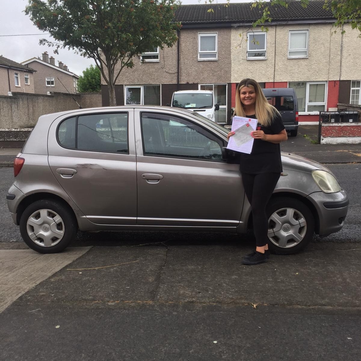 Pupil celebrating a pass at the Learn2Drive car